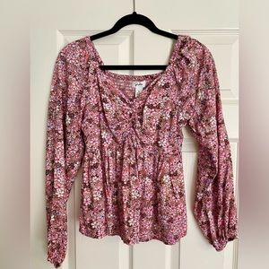 Pink Floral Blouse, size S